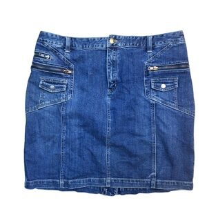 Venezia vintage DENIM cargo mini skirt zipper hardware stretch jean skirt 16